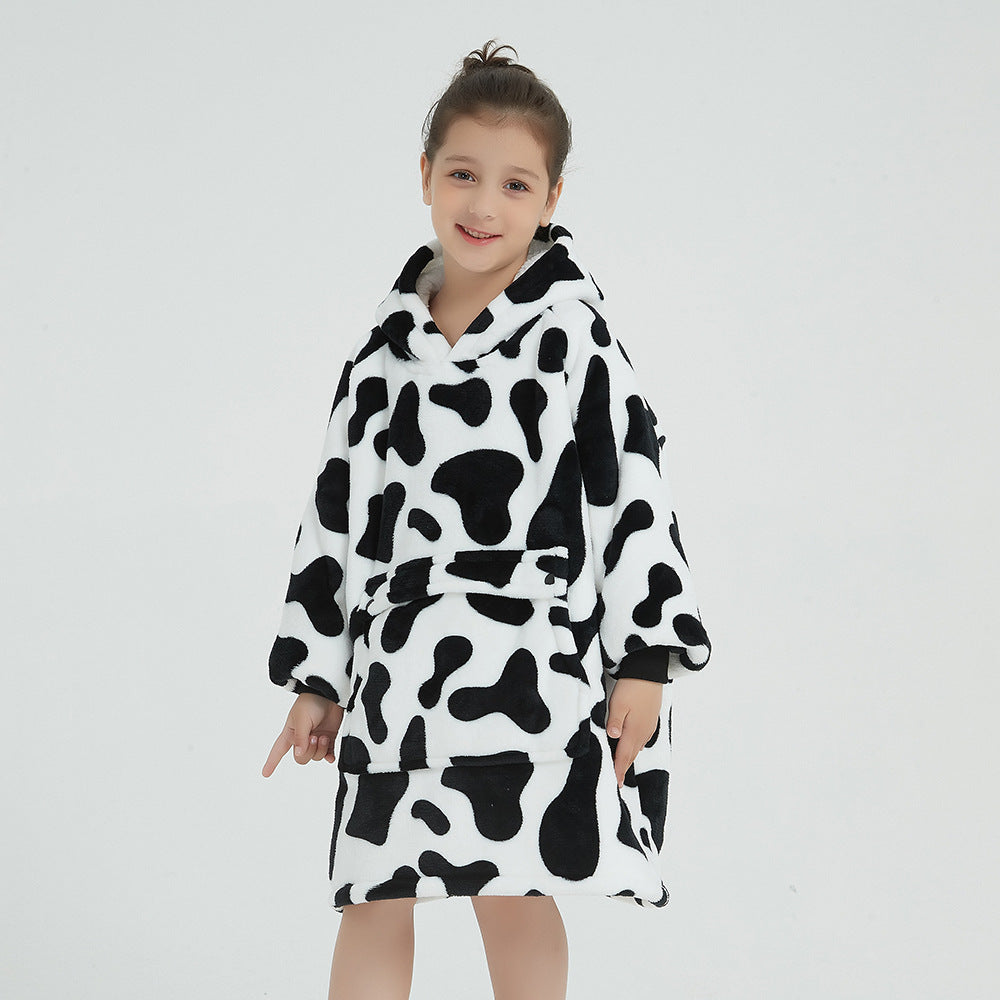 Children's Cartoon Luminous Flannel Hooded Pajamas
