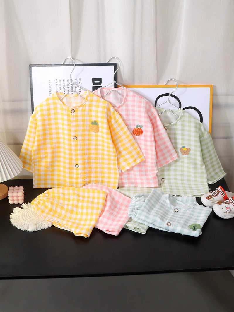 Children's Cotton Pajama Set with Cartoon Patterns