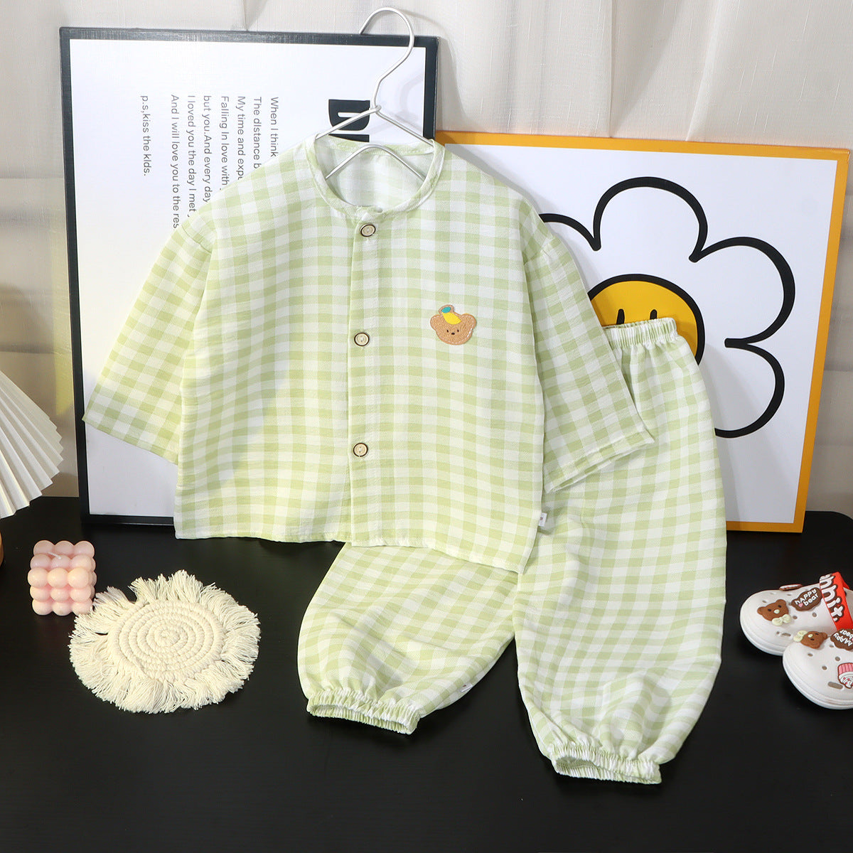 Children's Cotton Pajama Set with Cartoon Patterns