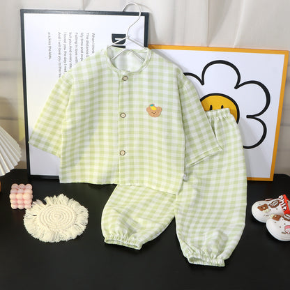 Children's Cotton Pajama Set with Cartoon Patterns
