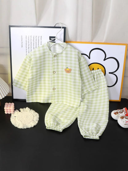 Children's Cotton Pajama Set with Cartoon Patterns