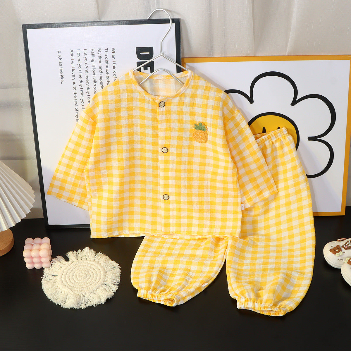 Children's Cotton Pajama Set with Cartoon Patterns