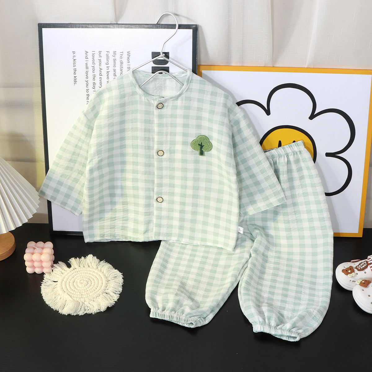 Children's Cotton Pajama Set with Cartoon Patterns