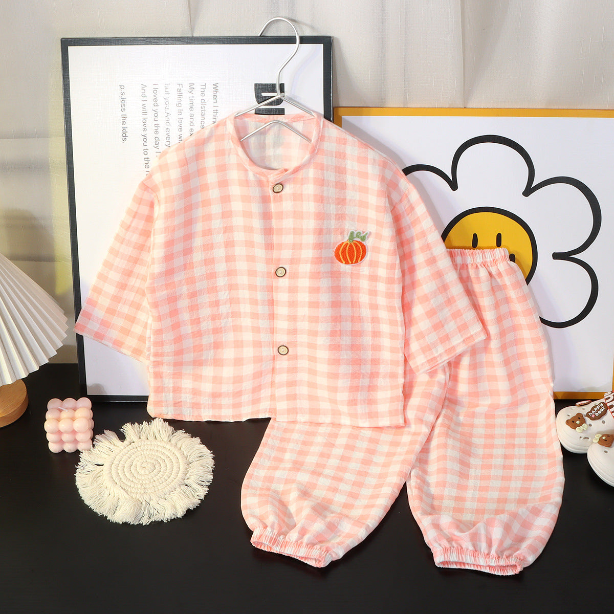 Children's Cotton Pajama Set with Cartoon Patterns