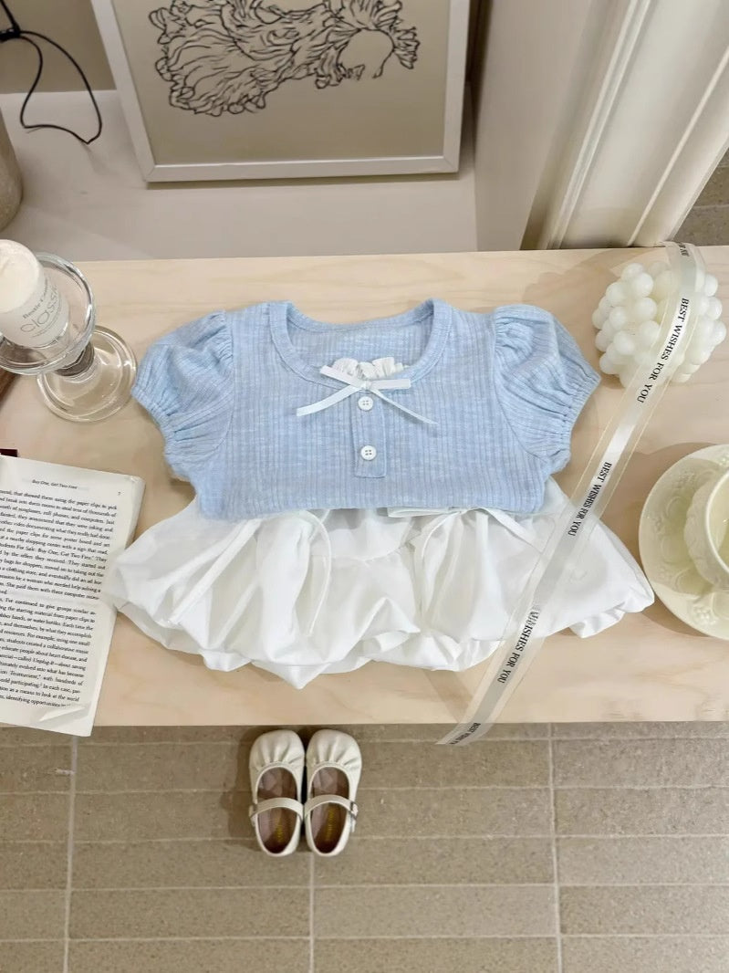Children's Cotton Short Sleeve T-Shirt and Skirt Set