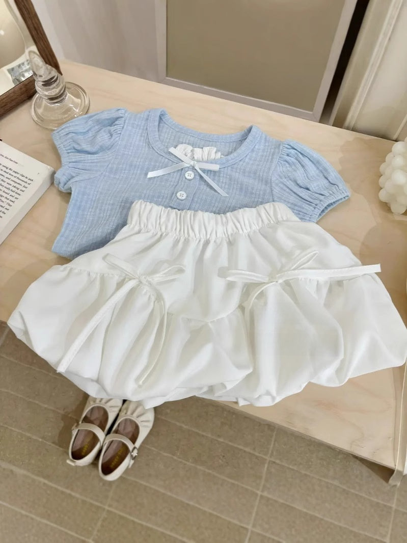 Children's Cotton Short Sleeve T-Shirt and Skirt Set
