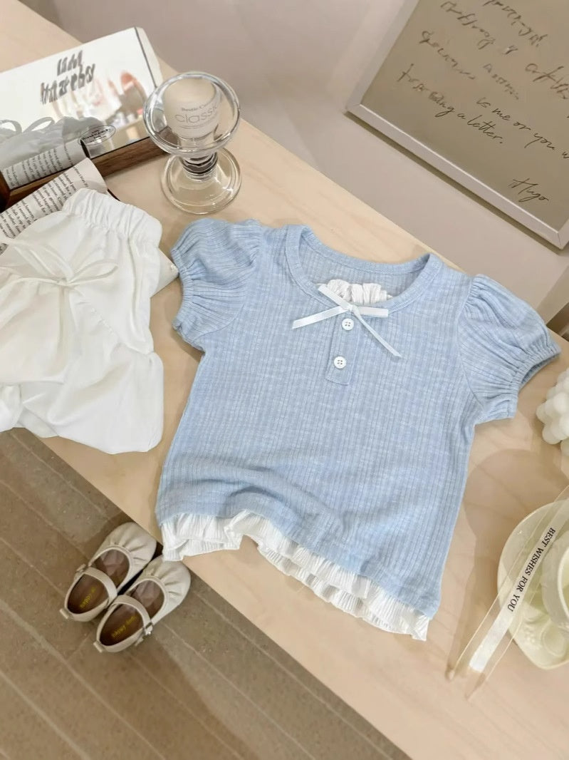 Children's Cotton Short Sleeve T-Shirt and Skirt Set