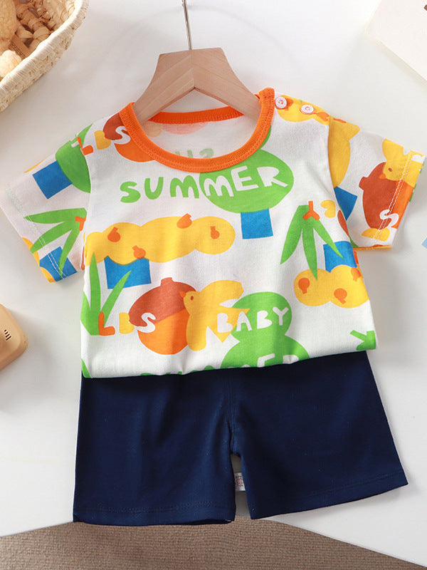 Children's Cotton Short Sleeve Two-Piece Set
