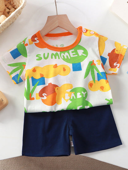Children's Cotton Short Sleeve Two-Piece Set