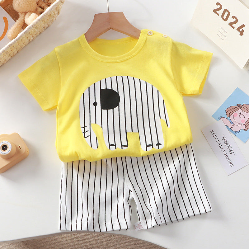 Children's Cotton Short Sleeve Two-Piece Set