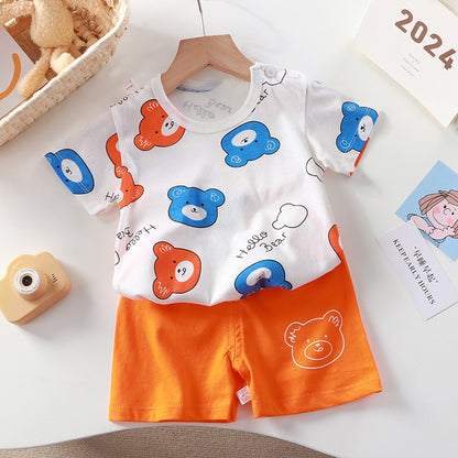 Children's Cotton Short Sleeve Two-Piece Set