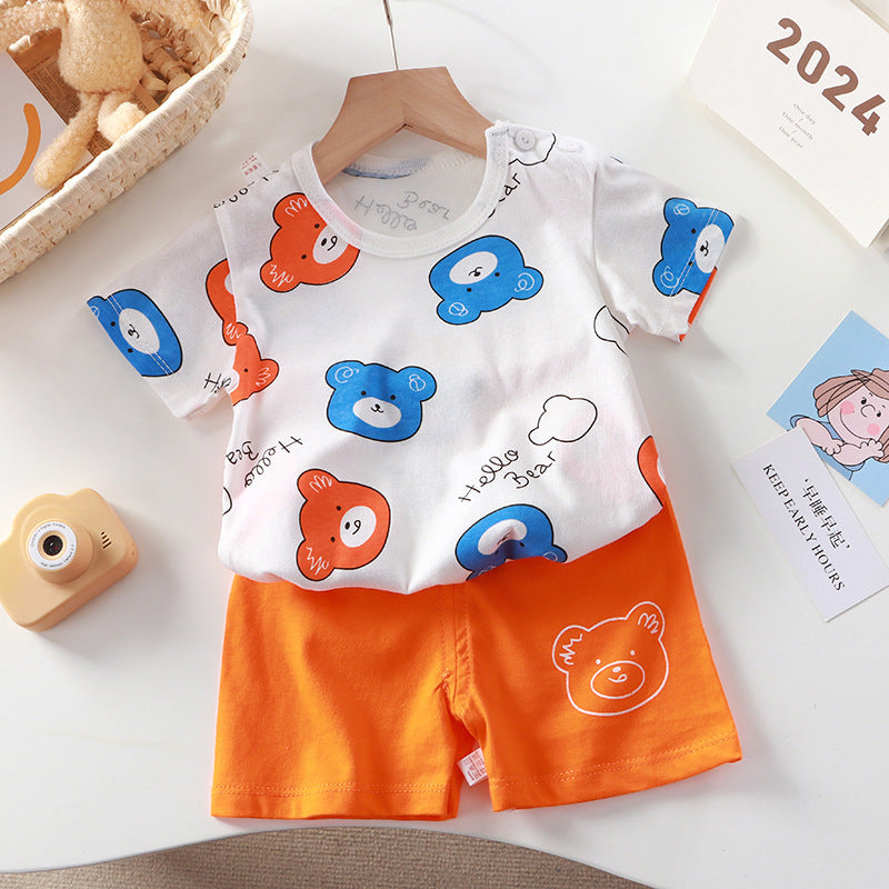 Children's Cotton Short Sleeve Two-Piece Set
