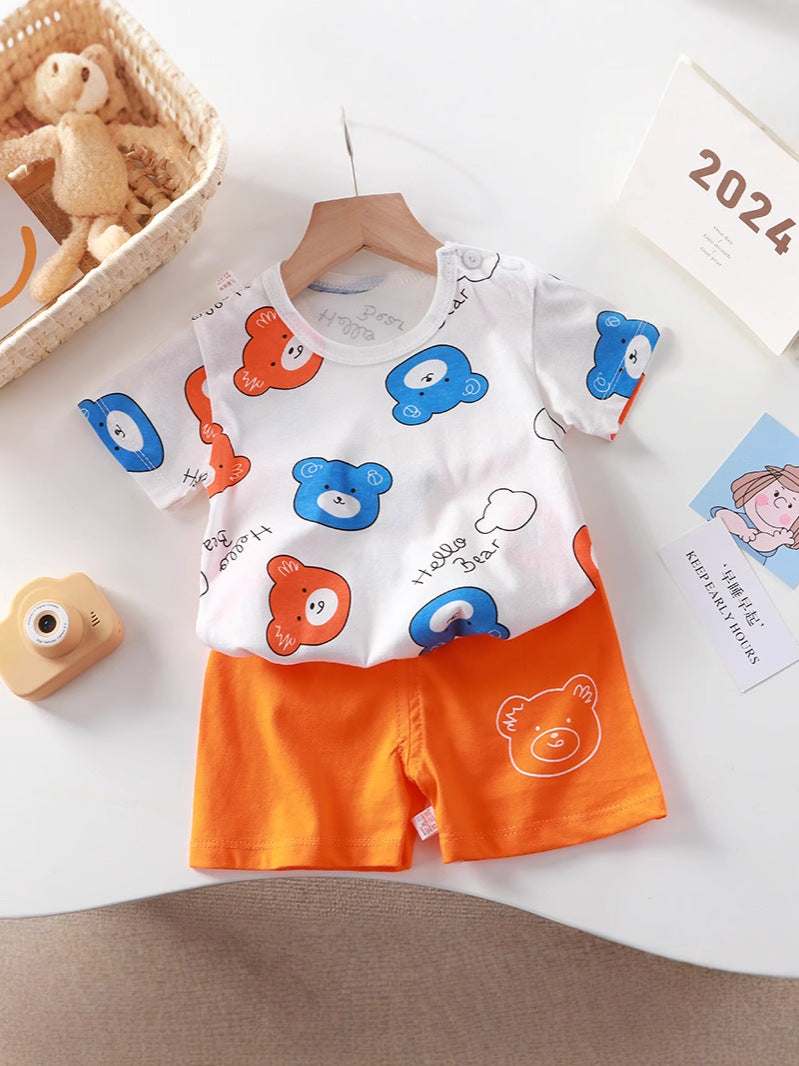 Children's Cotton Short Sleeve Two-Piece Set
