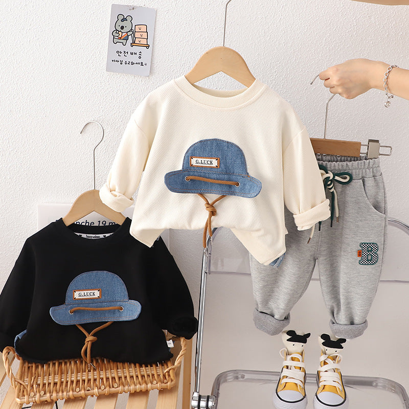 Children's Cotton Two-Piece Set with Cartoon Design
