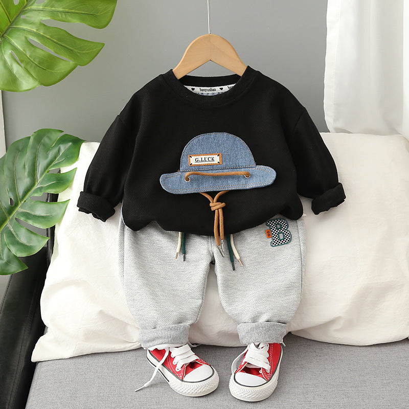 Children's Cotton Two-Piece Set with Cartoon Design
