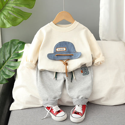 Children's Cotton Two-Piece Set with Cartoon Design