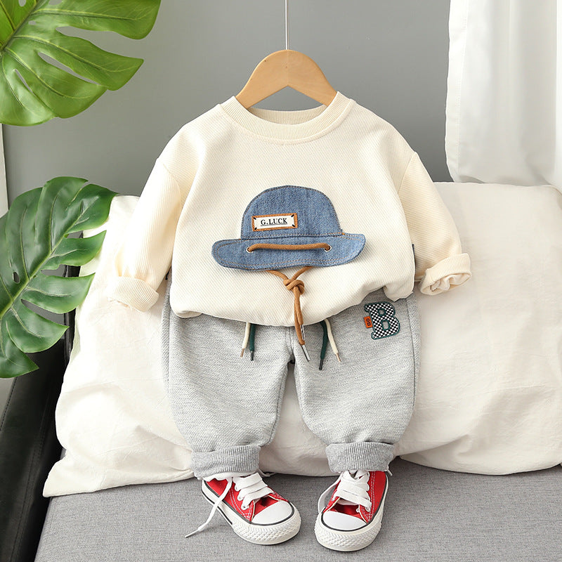 Children's Cotton Two-Piece Set with Cartoon Design