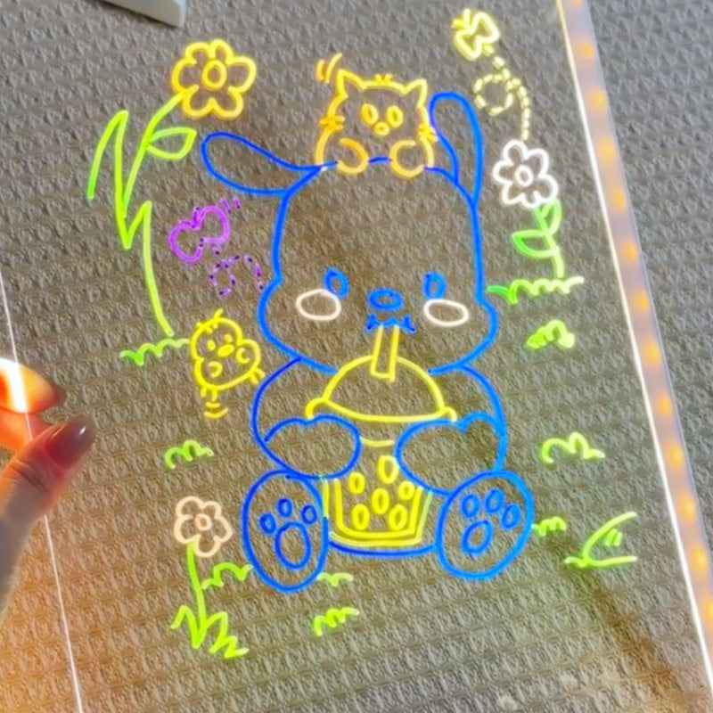 Children's DIY Plug-in Luminous Drawing Board with Stand and Brushes