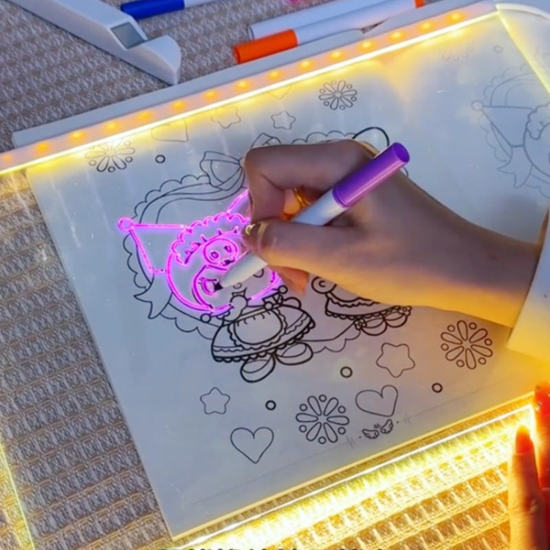 Children's DIY Plug-in Luminous Drawing Board with Stand and Brushes
