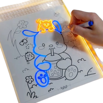 Children's DIY Plug-in Luminous Drawing Board with Stand and Brushes