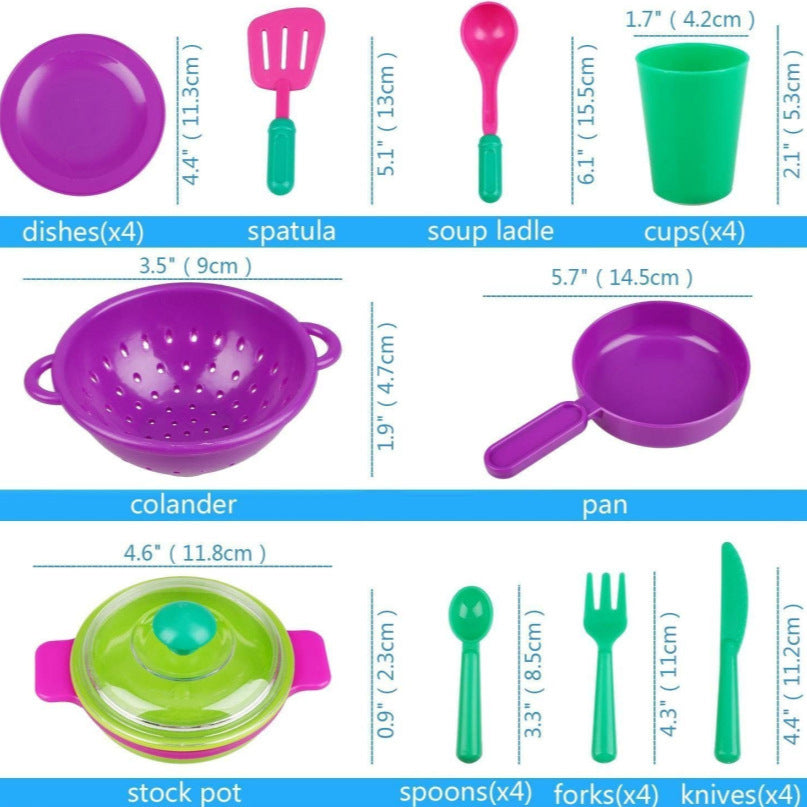Children's Educational Kitchen Play Set - 28 Pieces