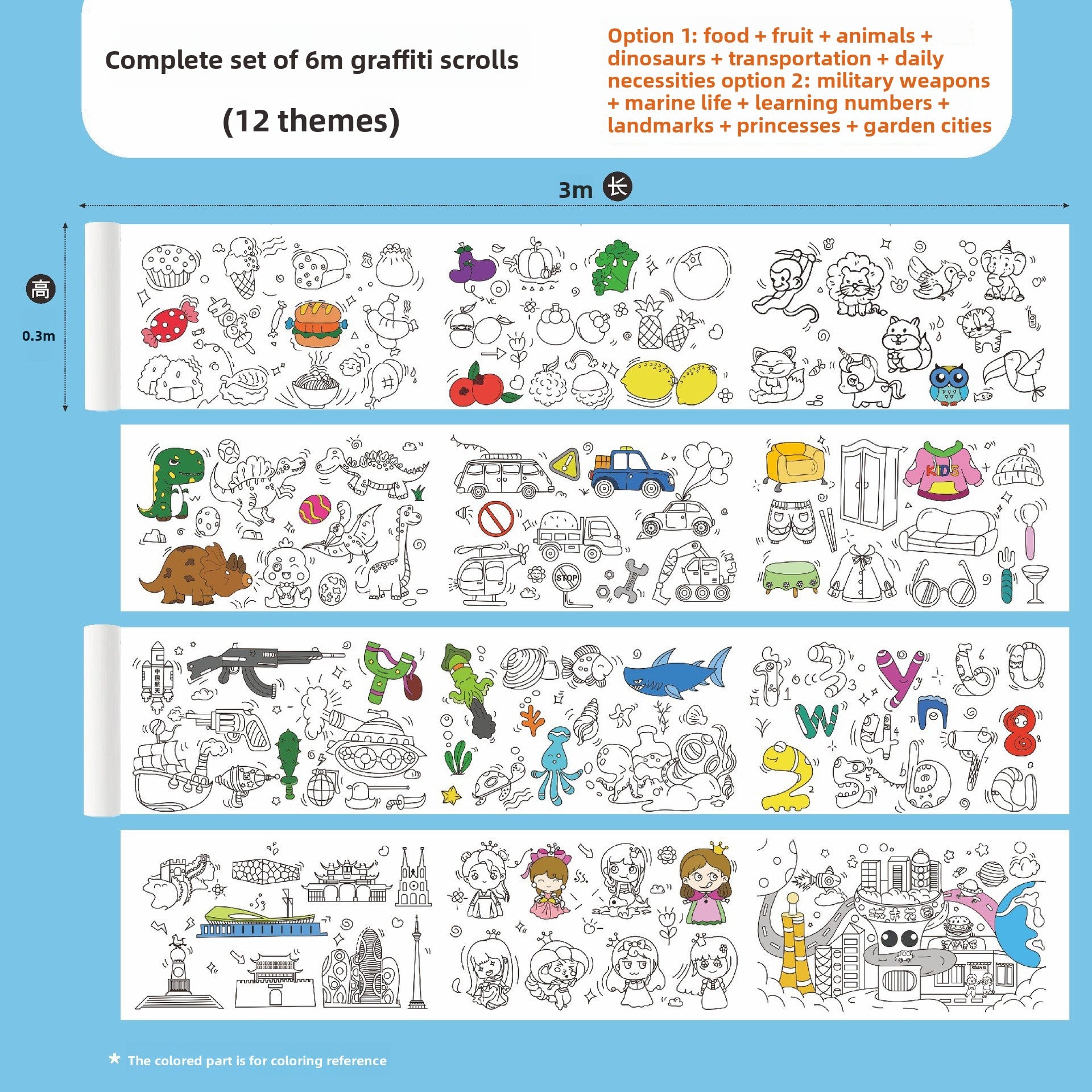 Children's Graffiti Scroll Paper with Crayons