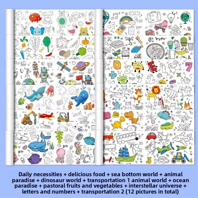 Children's Graffiti Scroll Paper with Crayons