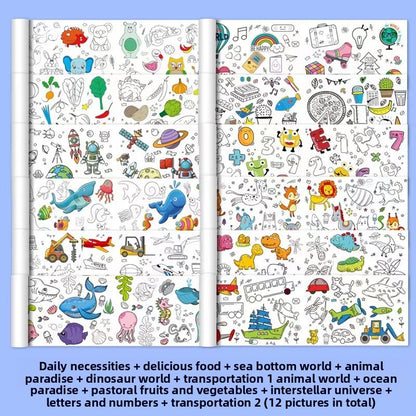 Children's Graffiti Scroll Paper with Crayons