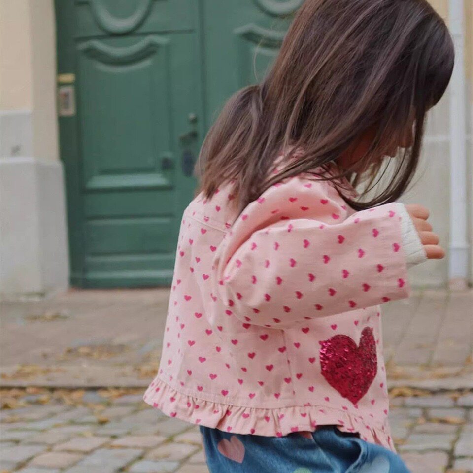 Children's Heart Print Denim Outfit