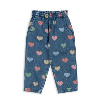 Children's Heart Print Denim Outfit