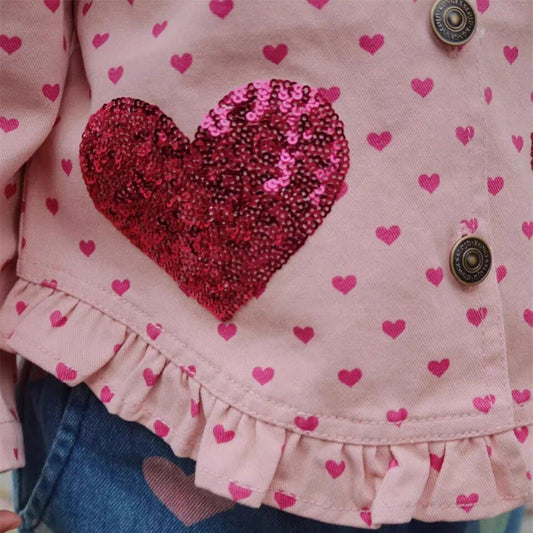 Children's Heart Print Denim Outfit