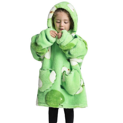 Children's Hooded Coral Velvet Pajamas