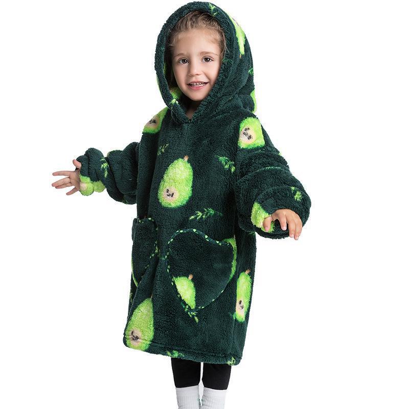 Children's Hooded Coral Velvet Pajamas