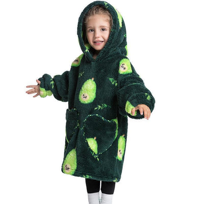 Children's Hooded Coral Velvet Pajamas