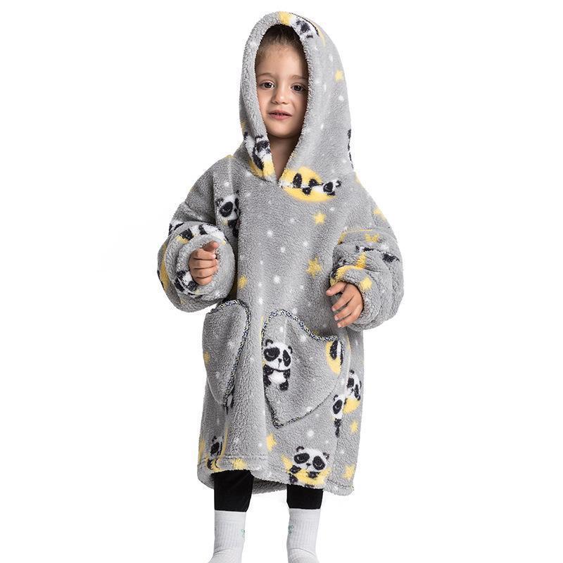 Children's Hooded Coral Velvet Pajamas