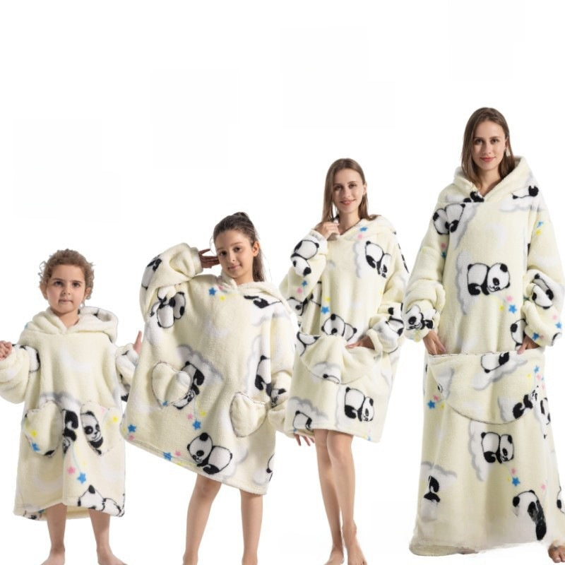 Children's Hooded Coral Velvet Pajamas