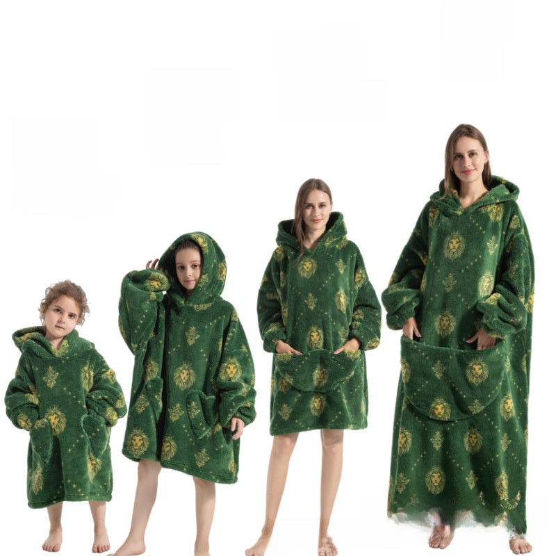 Children's Hooded Coral Velvet Pajamas