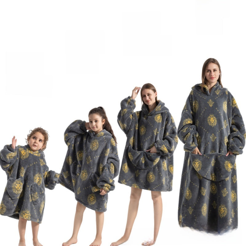 Children's Hooded Coral Velvet Pajamas