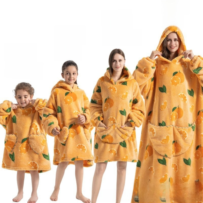 Children's Hooded Coral Velvet Pajamas