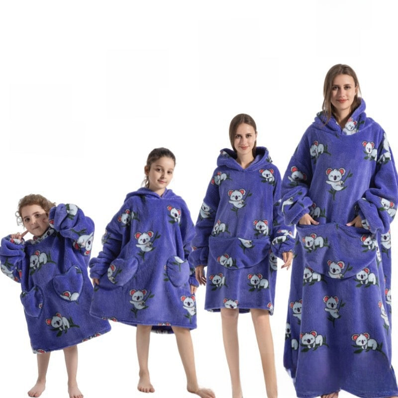 Children's Hooded Coral Velvet Pajamas