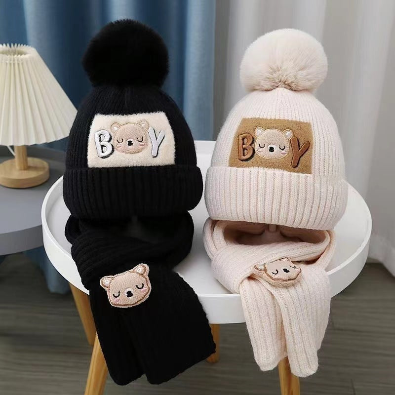 Children's Knitted Winter Hat and Scarf Set