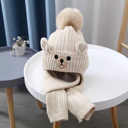 Children's Knitted Winter Hat and Scarf Set