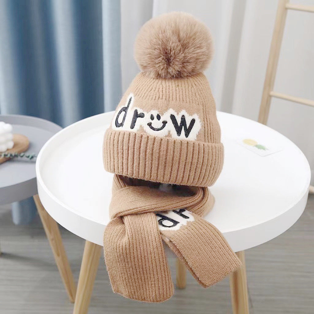 Children's Knitted Winter Hat and Scarf Set