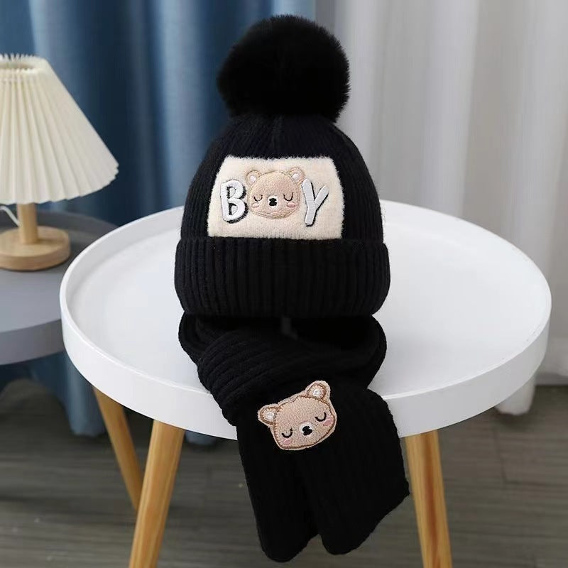 Children's Knitted Winter Hat and Scarf Set