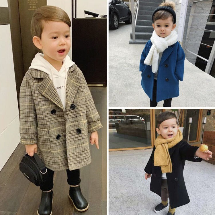 Children's long woolen overcoat