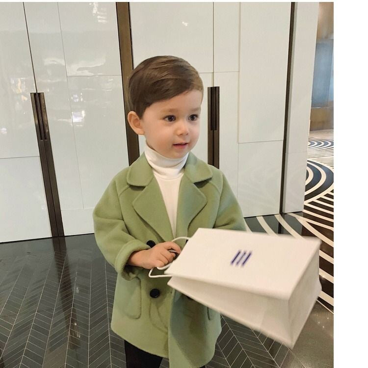 Children's long woolen overcoat