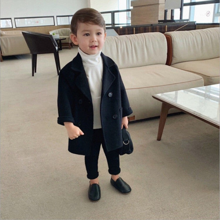 Children's long woolen overcoat