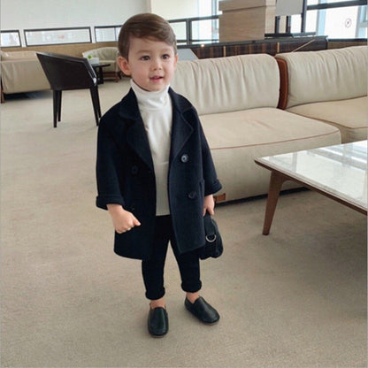 Children's long woolen overcoat