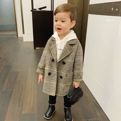 Children's long woolen overcoat