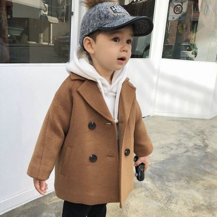 Children's long woolen overcoat